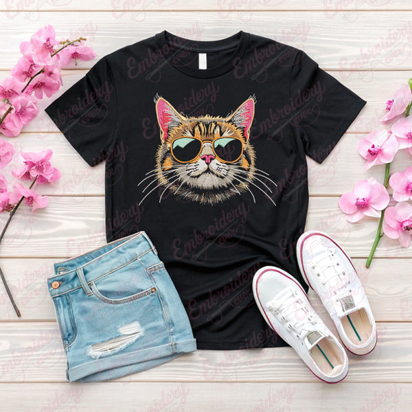 Cool Cat With Sunglasses Embroidery Design