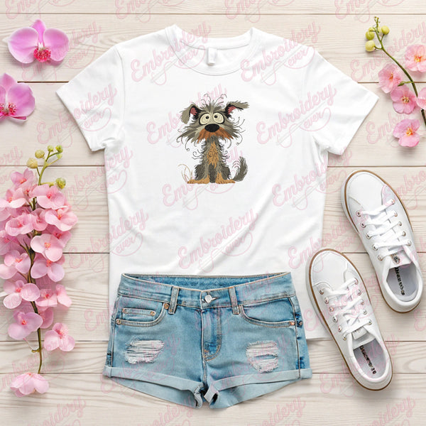 Crazy Dog Embroidery Design