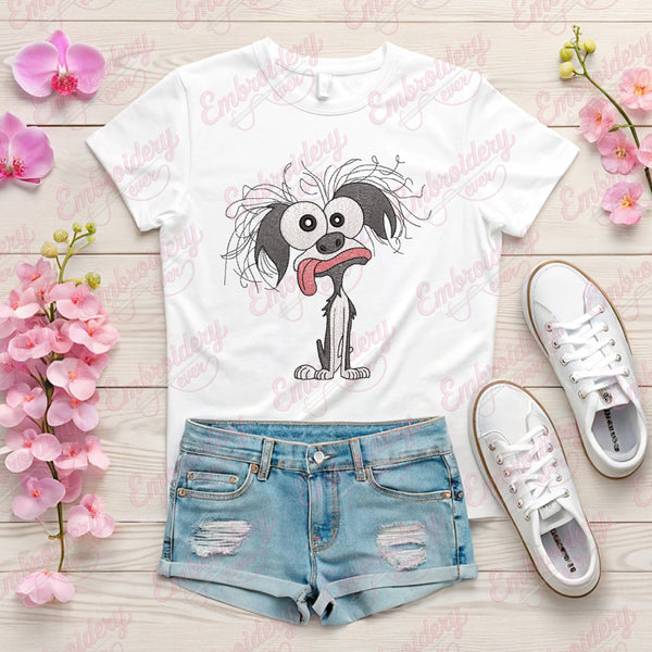 Crazy Dog Embroidery Design