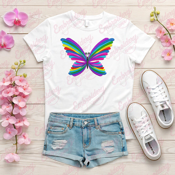 Butterfly Rainbow Abstract Embroidery Design