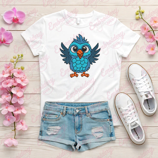 Cute Blue Bird Embroidery Design