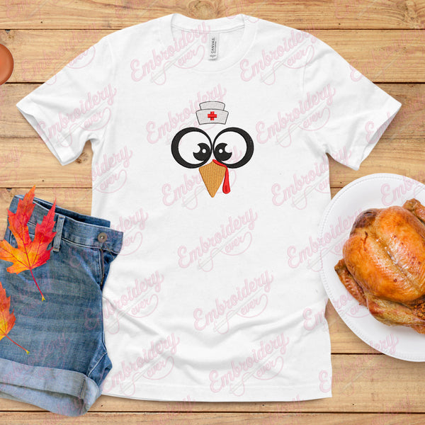 Nurse Turkey Thanksgiving Embroidery Design