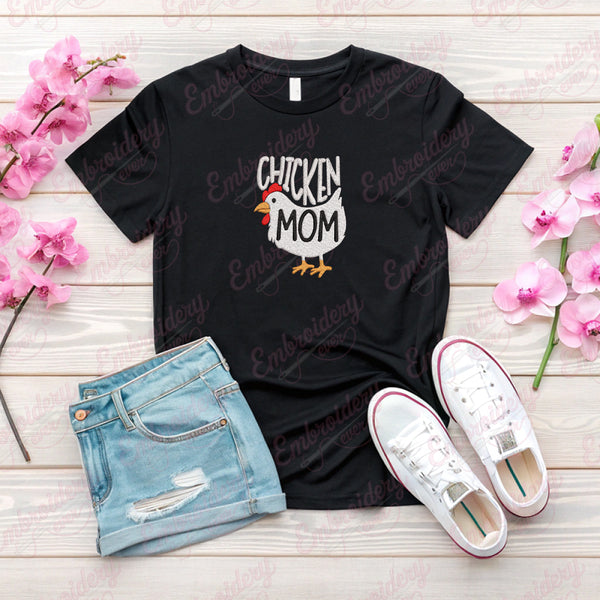 Chicken Mom Embroidery Design