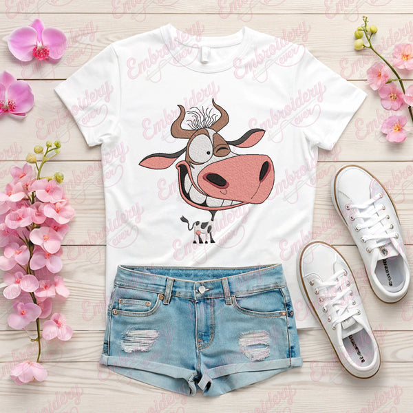 Funny Cow Embroidery Design