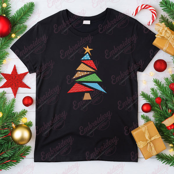 Patchwork Christmas Tree Embroidery Design
