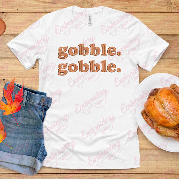 Thanksgiving Gobble Gobble Embroidery Design