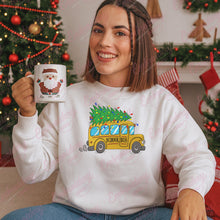 Christmas Tree On School Bus Embroidery Design