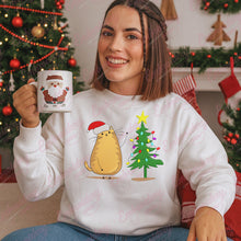Christmas Cat And Tree Embroidery Design