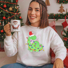 Little Dinosaur Christmas Lights Embroidery Design