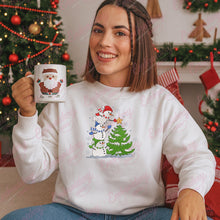 Snowmen Decorating Christmas Tree Embroidery Design