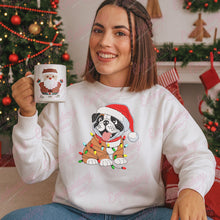 Christmas Bulldog With Light Embroidery Design