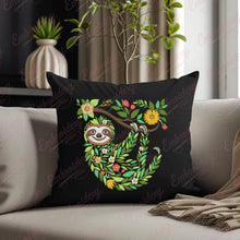Tropical Leaves And Flowers Sloth Embroidery Design