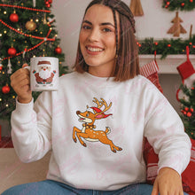 Christmas Reindeer In Santa Hat Embroidery Design