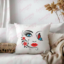 Girl Face With Butterfly Embroidery Design