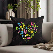 Heart Shaped Colorful Flowers Embroidery Design