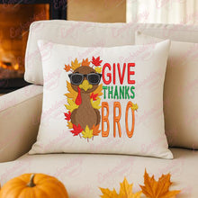 Give Thanks Bro Cute Turkey Thanksgiving Embroidery Design