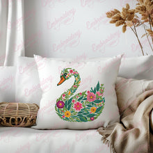 Beautiful Floral Swan Embroidery Design