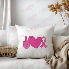 Peace Love Care Breast Cancer Embroidery Design