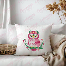 Pink Blossom Owl Embroidery Design