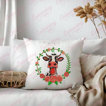 Flower and Cow Embroidery Design