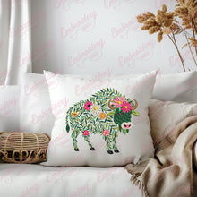 Beautiful Floral Buffalo Embroidery Design