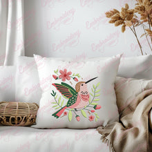 Tropical Leaves And Flowers With Bird Embroidery Design