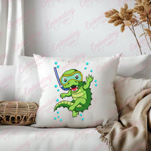 Alligator Diving Embroidery Design