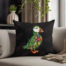 Colorful Botanical Puffin Embroidery Design