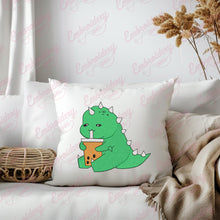Boba Drinking Dinosaur Embroidery Design
