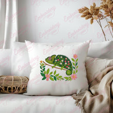 Beautiful Floral Chameleon Embroidery Design