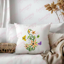 Flowers and Butterfly Embroidery Design