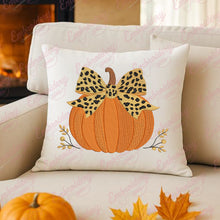 Pumpkin With Leopard Print Bow Thanksgiving Embroidery Design