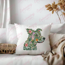 Tropical Leaves And Flowers Dog Embroidery Design