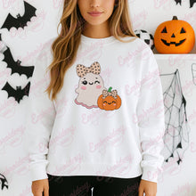 Cute Kawaii Halloween Ghost and Pumpkin Embroidery Design