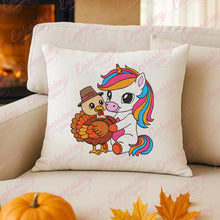 Cute Unicorn Hugs Turkey Thanksgiving Embroidery Design