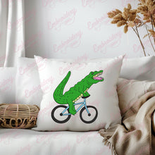 Alligator Riding Bicycle Embroidery Design