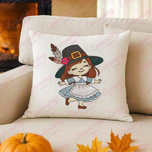Little Pilgrim Girl Thanksgiving Embroidery Design