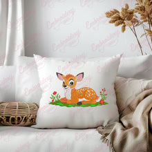 Cute Deer Sitting In The Grass Embroidery Design