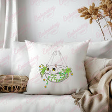 White Cat In The Plant Pot Embroidery Design