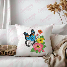 Featuring A Butterfly And Flowers Embroidery Design