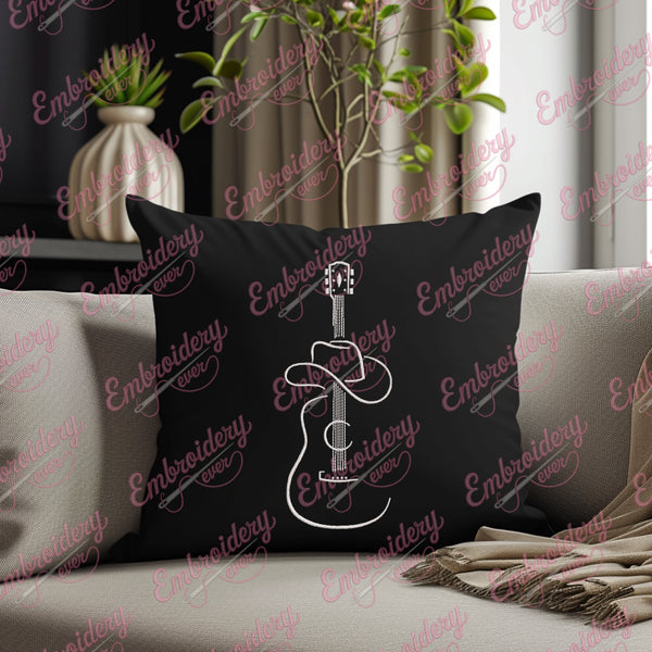 Country Music Guitar Linart Embroidery Design