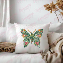 Colorful Botanical Moth Embroidery Design