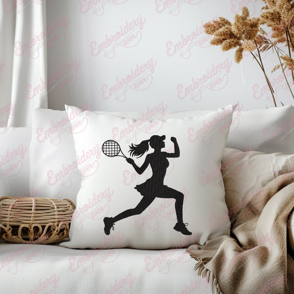 Girl Playing Tennis Embroidery Design