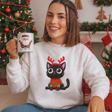 Black Cat Christmas Cheer Embroidery Design