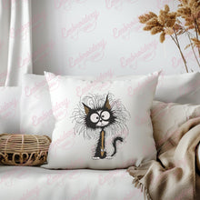 Whimsical Black Cat Embroidery Design