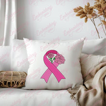 Pink Awareness Ribbon Flower Embroidery Design