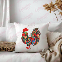 Colorful Floral Rooster Embroidery Design