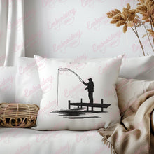 Fisherman In A Boat Fishing Embroidery Design