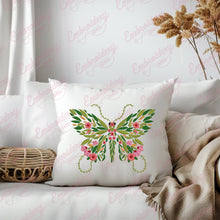 Tropical Leaves And Flowers Butterfly Embroidery Design