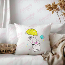 Cute Elephant With Umbrella Embroidery Design